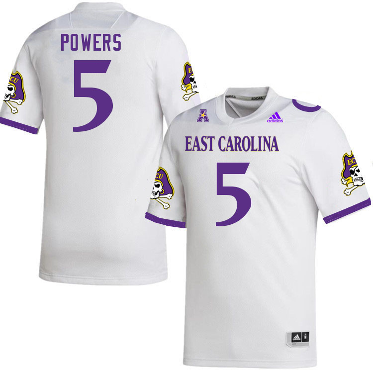 Men #5 Jack Powers ECU Pirates 2023 College Football Jerseys Stitched-White